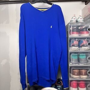 Polo by Ralph Lauren Men's Royal Blue V-Neck Sweater